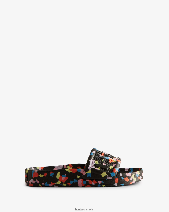 208Z2Z108 Hunter Outlet - Hunter Women BLOOM Marble Slides Black