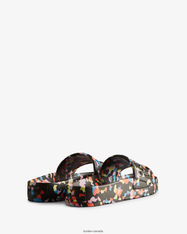 208Z2Z108 Hunter Outlet - Hunter Women BLOOM Marble Slides Black