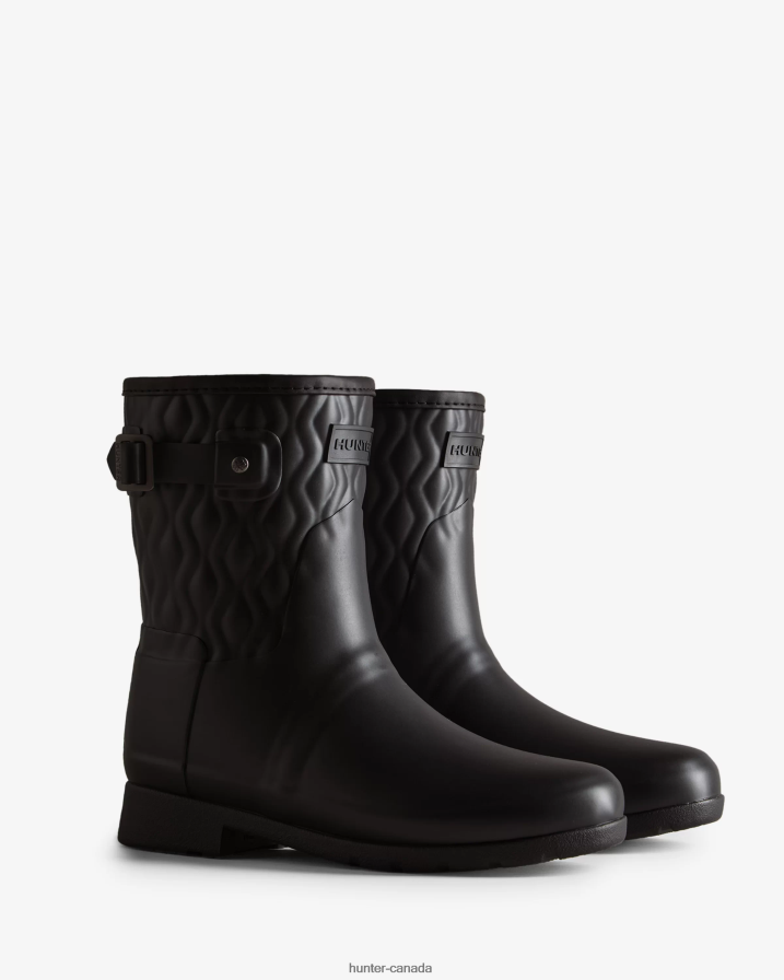 208Z2Z127 Hunter Boots Sale - Hunter Women Refined Slim Fit Vertical Quilted Short Rain Boots Black