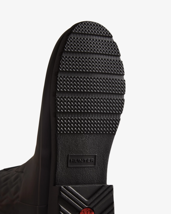 208Z2Z127 Hunter Boots Sale - Hunter Women Refined Slim Fit Vertical Quilted Short Rain Boots Black