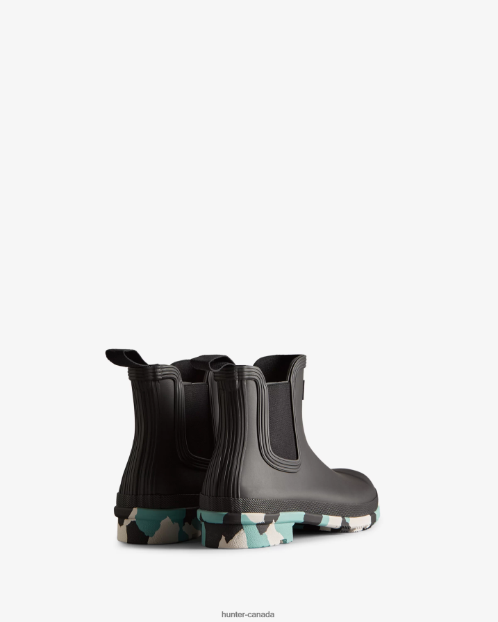 208Z2Z130 Hunter Canada - Hunter Women Colour Splash Sole Chelsea Boots Black/White Willow/Birseye Blue