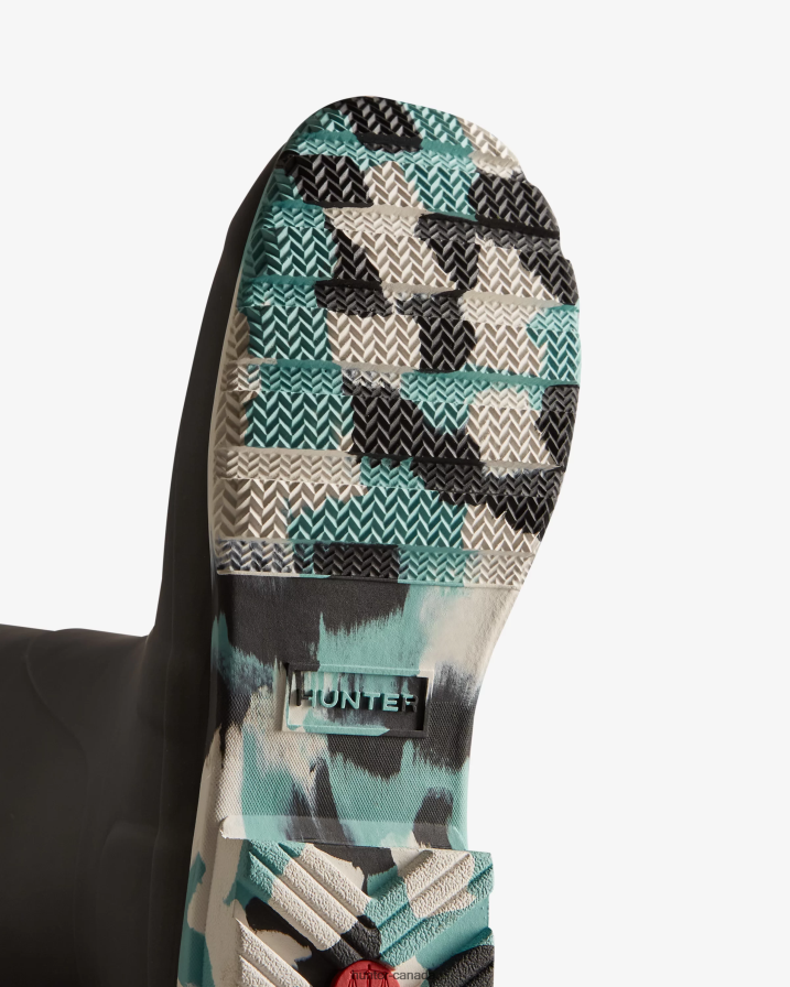 208Z2Z134 Hunter Canada - Hunter Women Colour Splash Sole Tall Rain Boots Black/White Willow/Birseye Blue