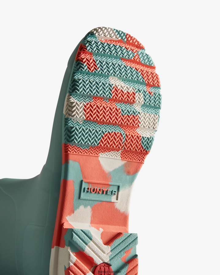 208Z2Z135 Hunter Boots Sale - Hunter Women Colour Splash Sole Tall Rain Boots Birdseye Blue/White Willow/Persimmon Pink