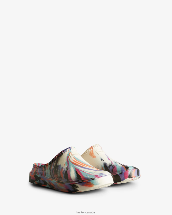 208Z2Z136 Hunter Outlet - Hunter Men In/Out BLOOM Clogs White Marble/White Willow