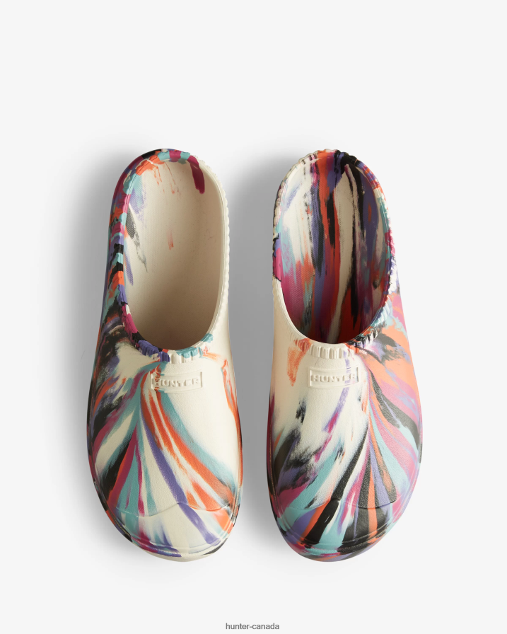 208Z2Z136 Hunter Outlet - Hunter Men In/Out BLOOM Clogs White Marble/White Willow