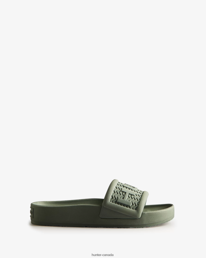 208Z2Z139 Hunter Boots Sale - Hunter Women BLOOM Slides Sweet Gale Green