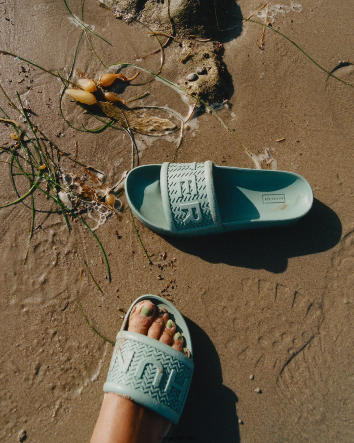 208Z2Z139 Hunter Boots Sale - Hunter Women BLOOM Slides Sweet Gale Green