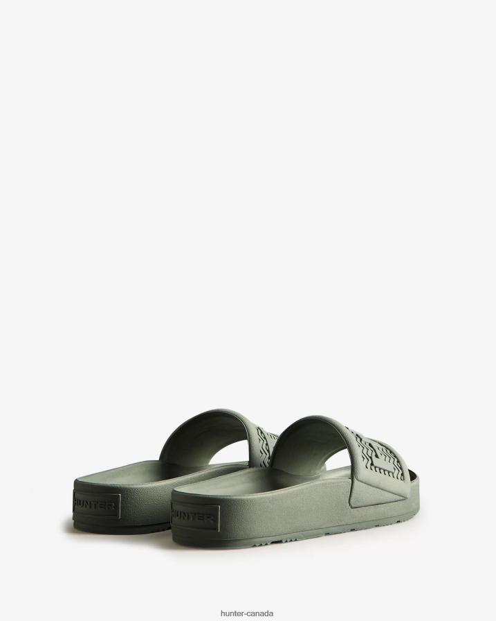 208Z2Z139 Hunter Boots Sale - Hunter Women BLOOM Slides Sweet Gale Green