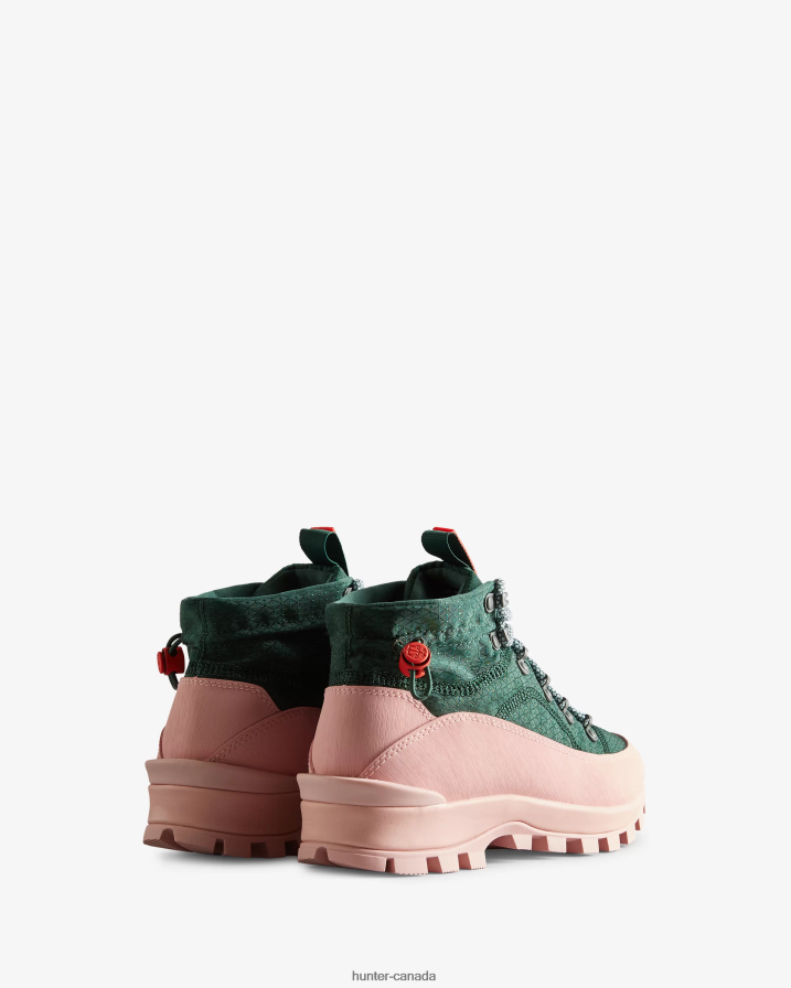 208Z2Z146 Hunter Canada - Hunter Women Travel Explorer Lace-Up Commando Boots Thicket Green/Faded Rose
