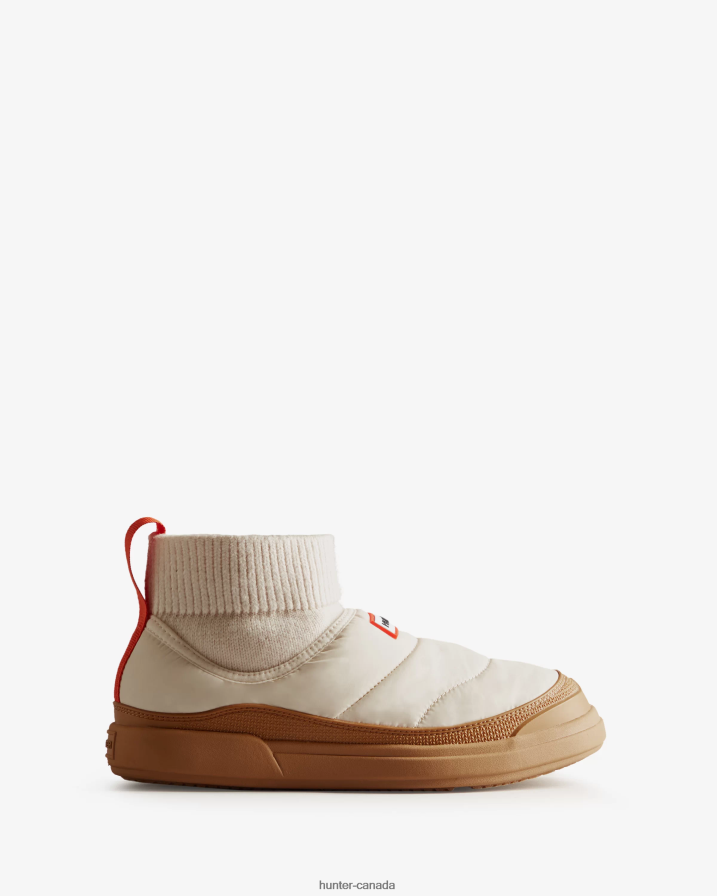 208Z2Z147 Hunter Boots Sale - Hunter Women In/Out Insulated Knitted Cuff Slipper Boot White Willow/Gum