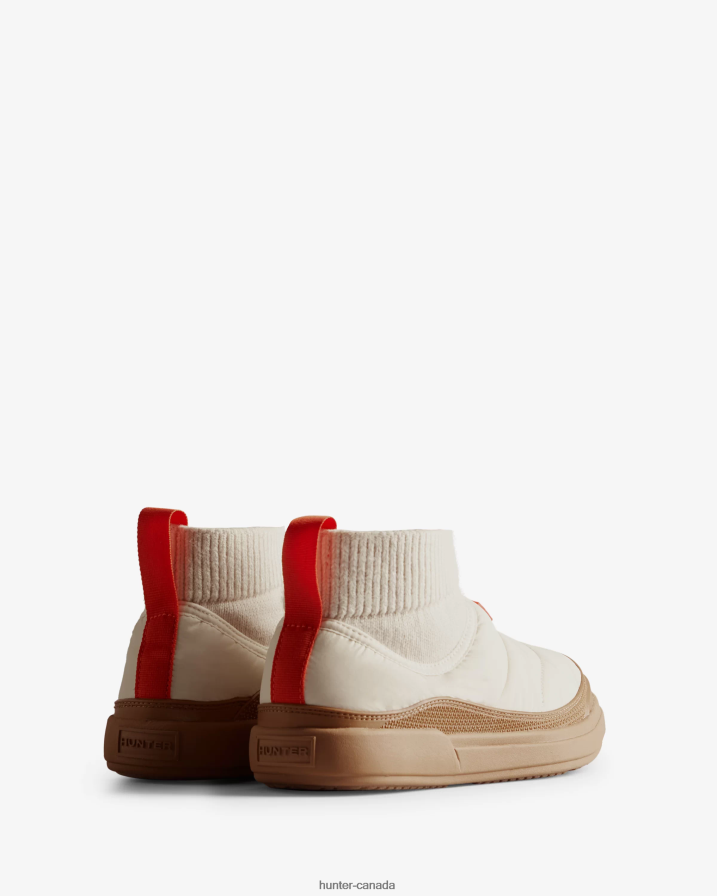 208Z2Z147 Hunter Boots Sale - Hunter Women In/Out Insulated Knitted Cuff Slipper Boot White Willow/Gum