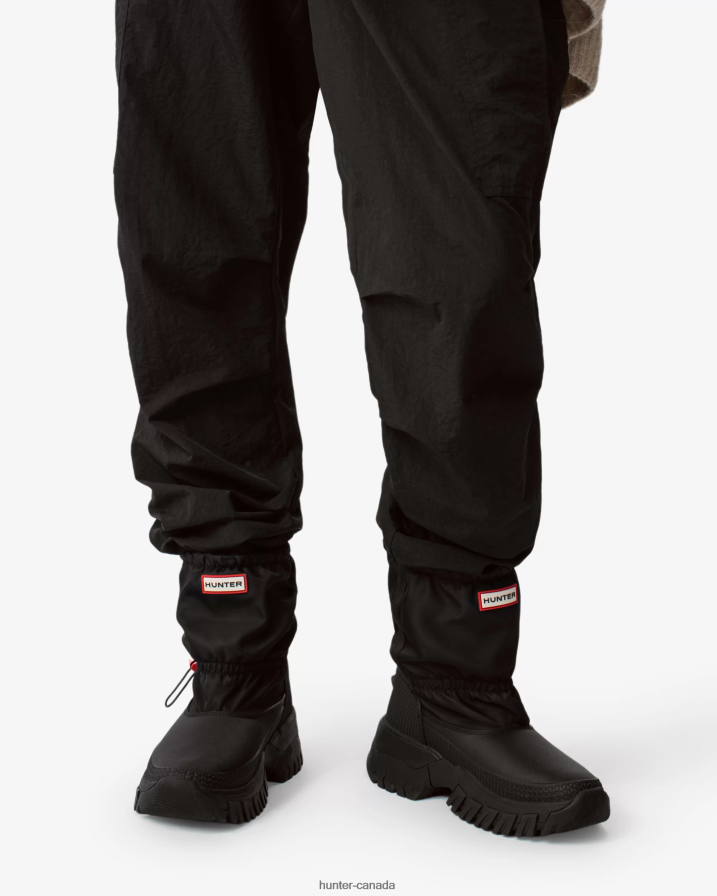 208Z2Z150 Hunter Canada - Hunter Women Wanderer Insulated Short Slouch Snow Boots Black