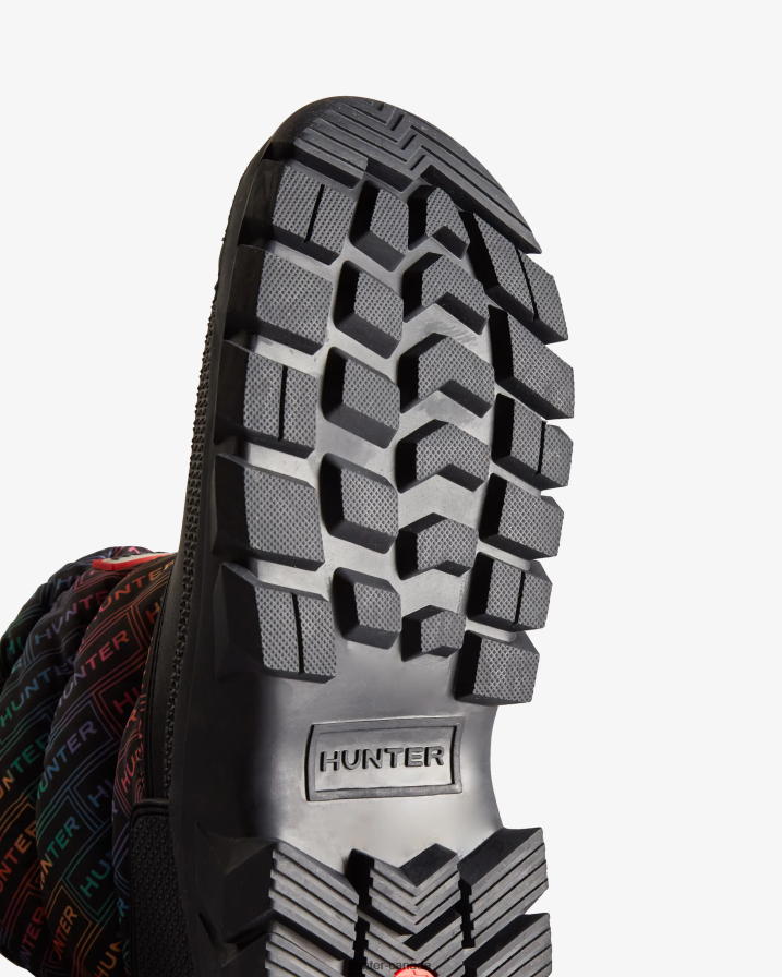 208Z2Z151 Hunter Boots Sale - Hunter Women Intrepid Insulated Short Logo Print Snow Boots Logo Rainbow Xray Navy