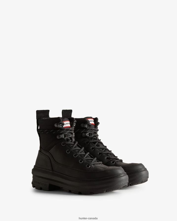 208Z2Z153 Hunter Boots - Hunter Women Rebel Explorer Leather Commando Boots Black