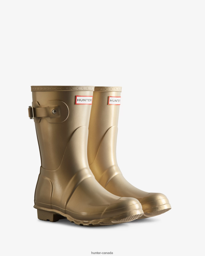 208Z2Z156 Hunter Outlet - Hunter Women Nebula Short Rain Boots Pale Gold