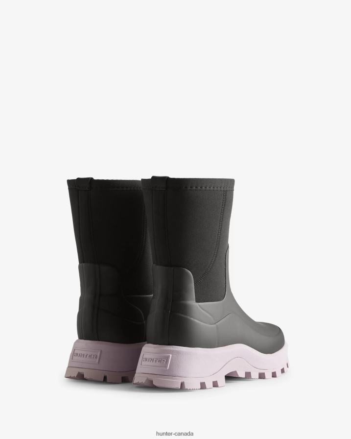 208Z2Z163 Hunter Boots Sale - Hunter Women City Explorer Short Neoprene Boots Black/Tempered Mauve