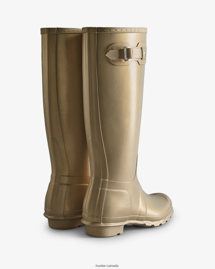 208Z2Z166 Hunter Canada - Hunter Women Nebula Tall Rain Boots Pale Gold