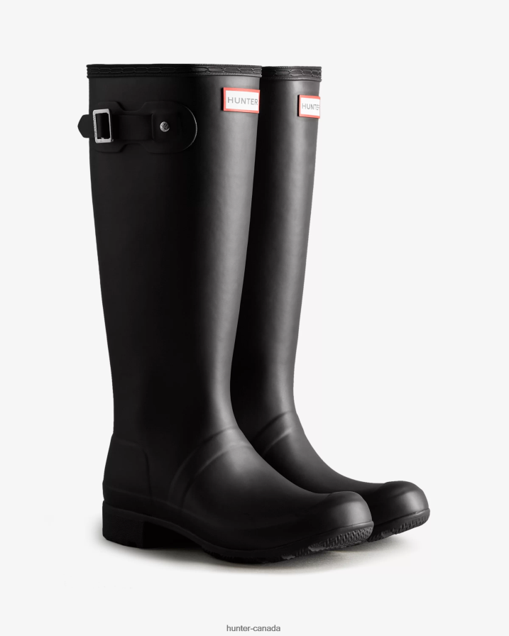 208Z2Z167 Hunter Boots Sale - Hunter Women Tour Foldable Tall Rain Boots Black