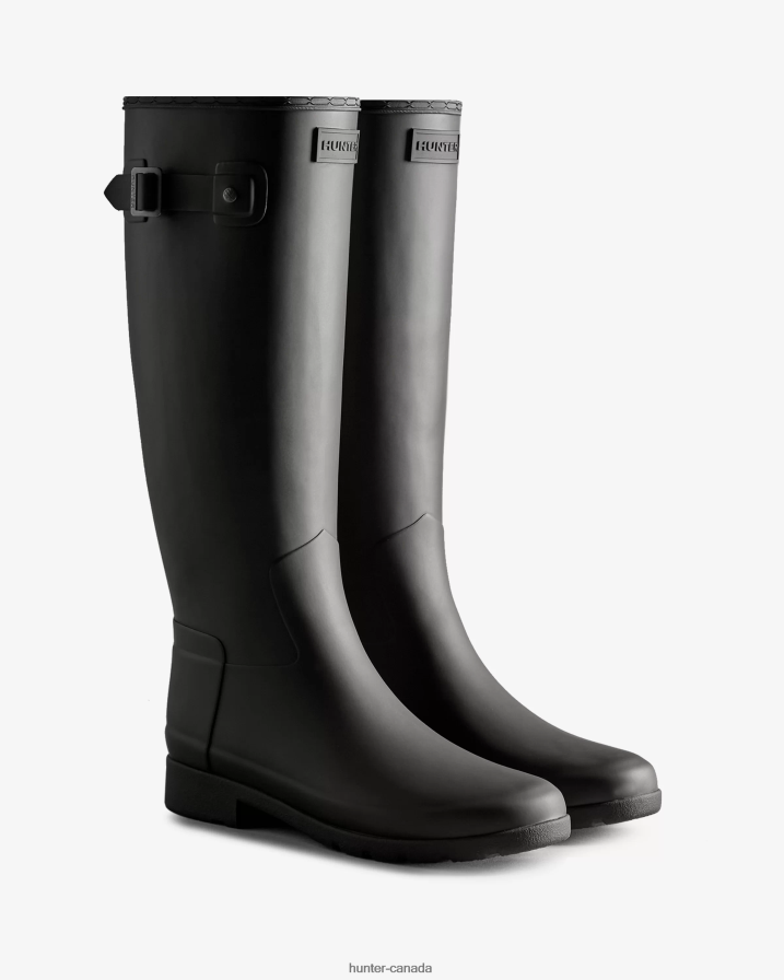 208Z2Z170 Hunter Canada - Hunter Women Refined Slim Fit Tri-Colour Logo Backstrap Tall Rain Boots Black
