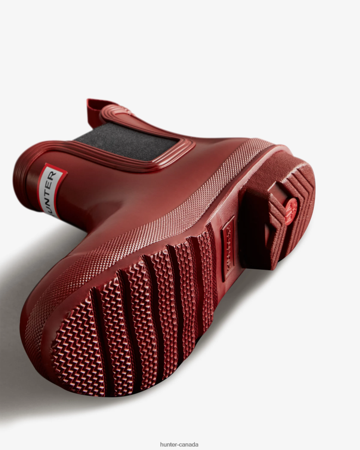 208Z2Z175 Hunter Boots Sale - Hunter Women Original Gloss Chelsea Boots Fall Red/Black