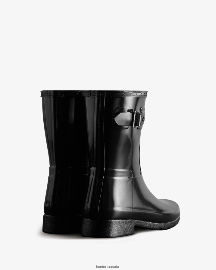 208Z2Z178 Hunter Canada - Hunter Women Refined Slim Fit Short Gloss Rain Boot Black