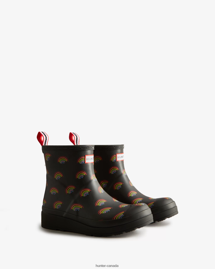 208Z2Z179 Hunter Boots Sale - Hunter Women Play Short Mini Rainbow Rain Boots Mini Rainbow Print