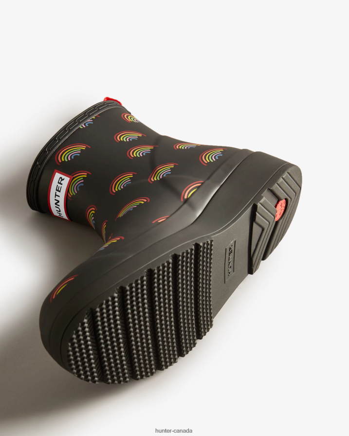 208Z2Z179 Hunter Boots Sale - Hunter Women Play Short Mini Rainbow Rain Boots Mini Rainbow Print