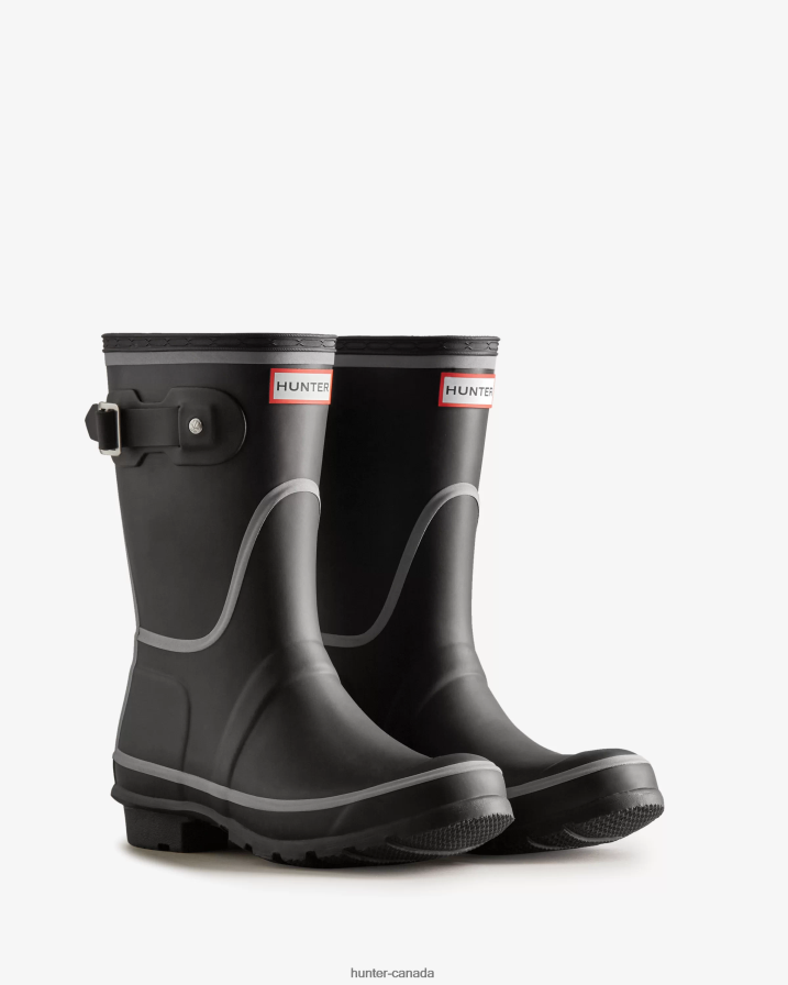 208Z2Z181 Hunter Boots - Hunter Women Reflective Outline Short Rain Boots Black