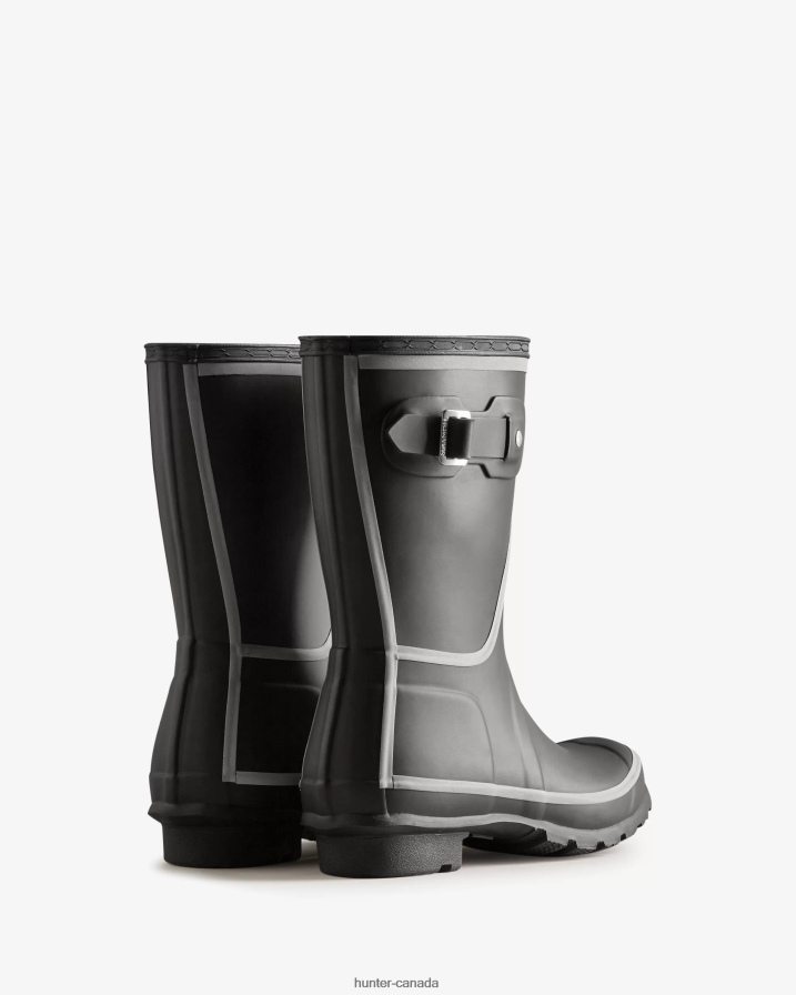 208Z2Z181 Hunter Boots - Hunter Women Reflective Outline Short Rain Boots Black
