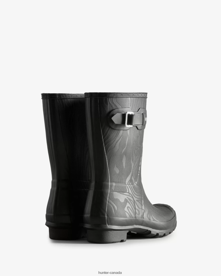 208Z2Z182 Hunter Canada - Hunter Women Erosion Texture Short Rain Boots Erosion Texture Black
