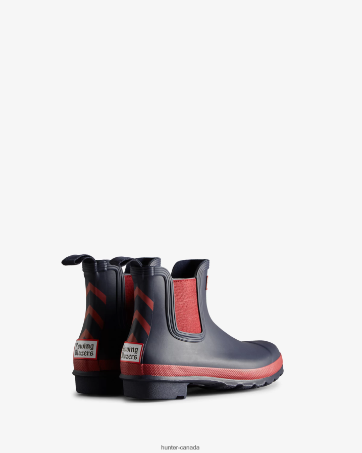 208Z2Z185 Hunter Boots - Hunter Women Rowing Blazers Zig Zag Chelsea Boots Evening Blue/Sundried Red
