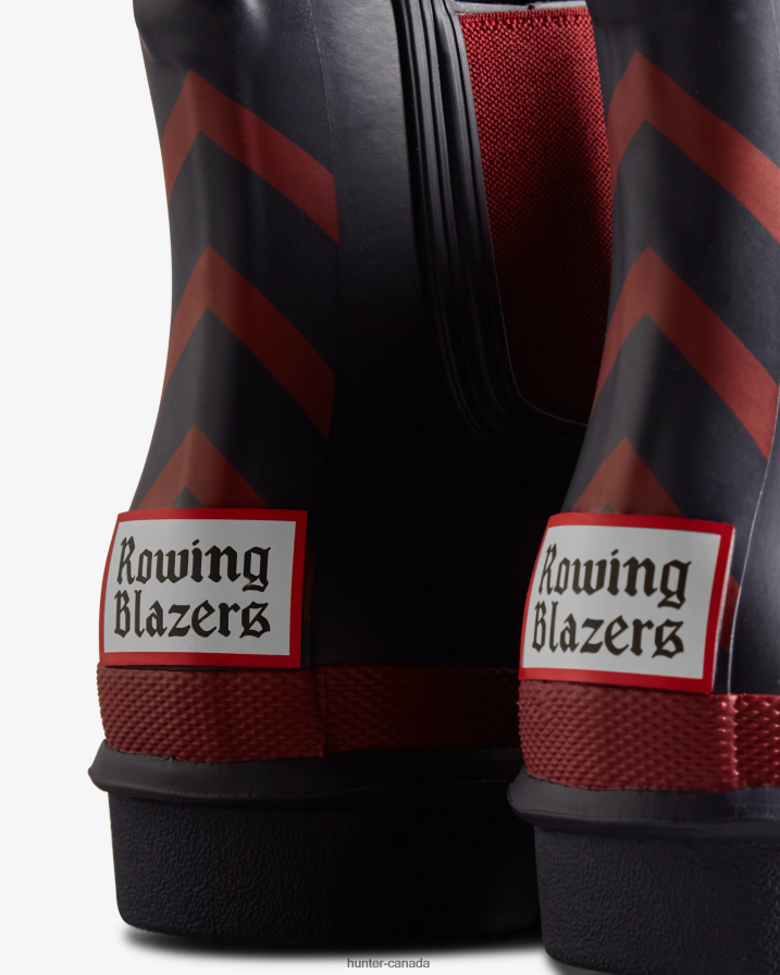 208Z2Z185 Hunter Boots - Hunter Women Rowing Blazers Zig Zag Chelsea Boots Evening Blue/Sundried Red