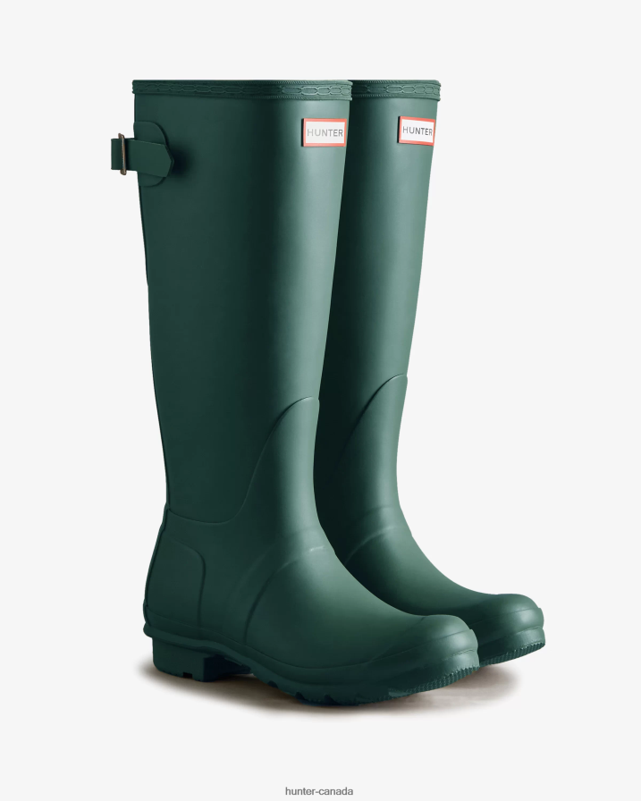 208Z2Z189 Hunter Boots - Hunter Women Tall Back Adjustable Rain Boots Green Jasper