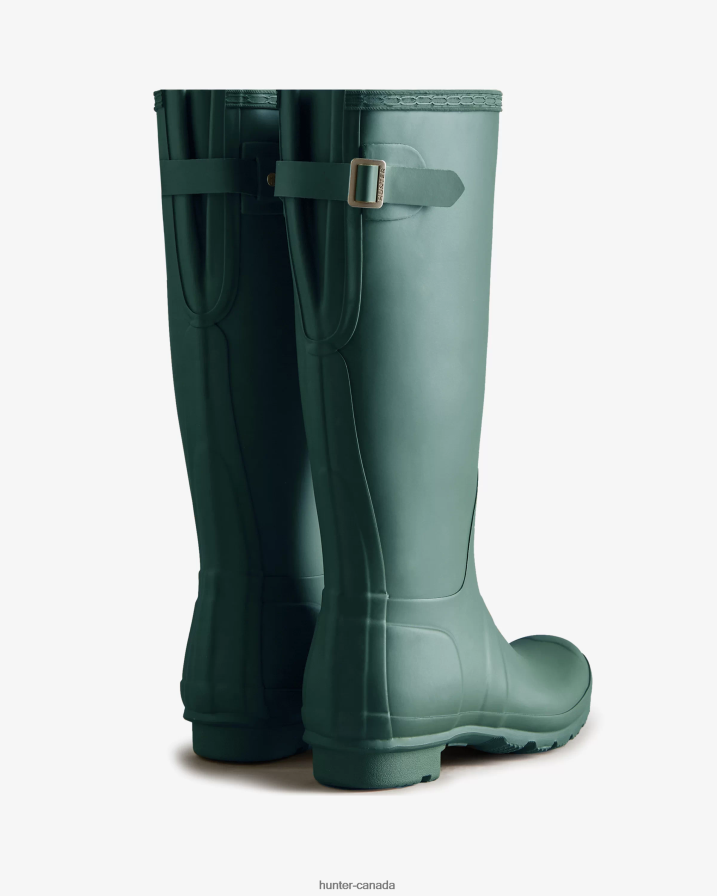 208Z2Z189 Hunter Boots - Hunter Women Tall Back Adjustable Rain Boots Green Jasper