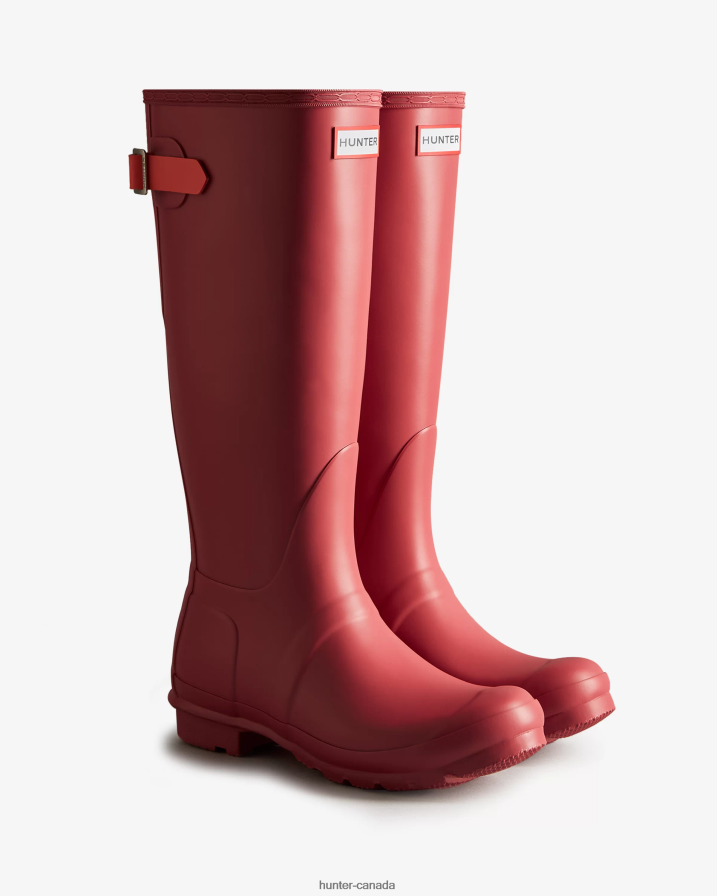 208Z2Z190 Hunter Canada - Hunter Women Tall Back Adjustable Rain Boots Glenmore Rose/Sun-Cup Orange