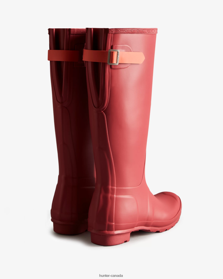 208Z2Z190 Hunter Canada - Hunter Women Tall Back Adjustable Rain Boots Glenmore Rose/Sun-Cup Orange