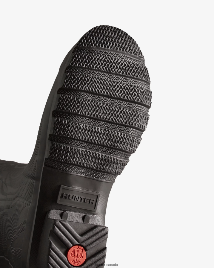 208Z2Z198 Hunter Canada - Hunter Women Erosion Texture Tall Rain Boots Erosion Texture Black