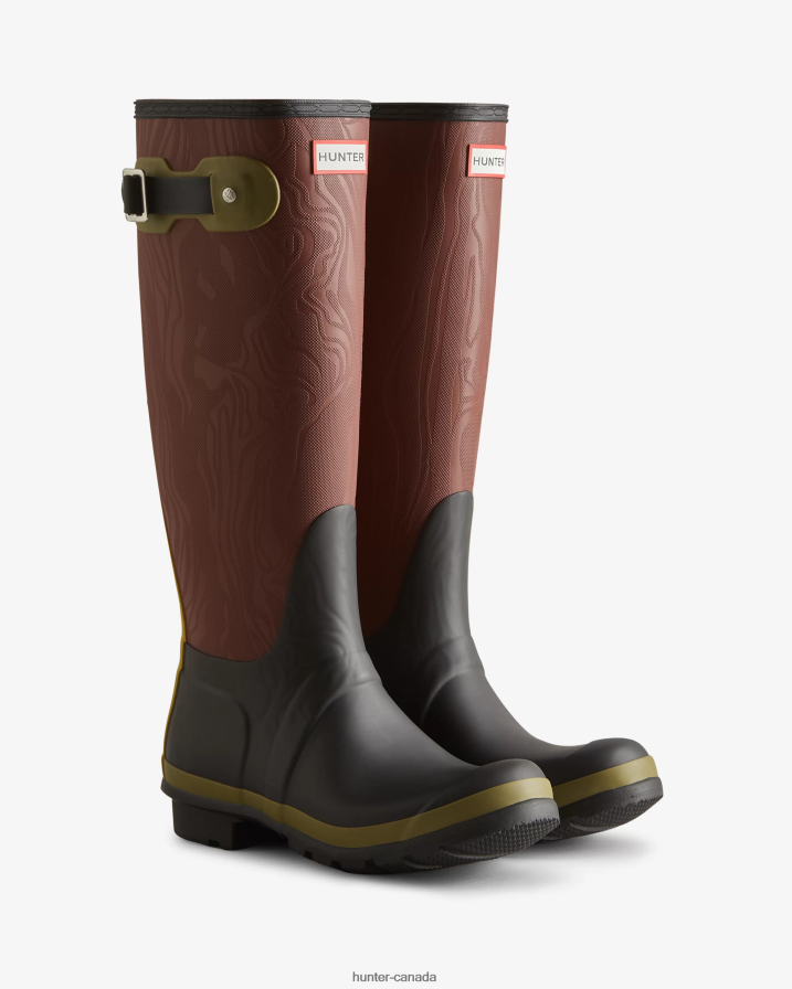 208Z2Z199 Hunter Boots Sale - Hunter Women Erosion Texture Patchwork Tall Rain Boots Erosion Texture Patchwork