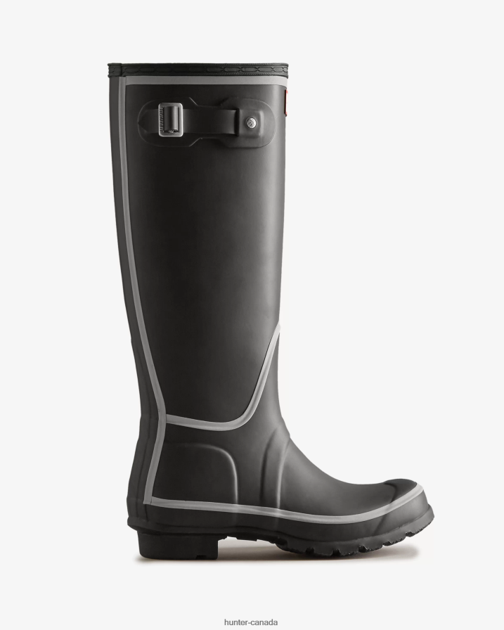 208Z2Z203 Hunter Boots Sale - Hunter Women Reflective Outline Tall Rain Boots Black