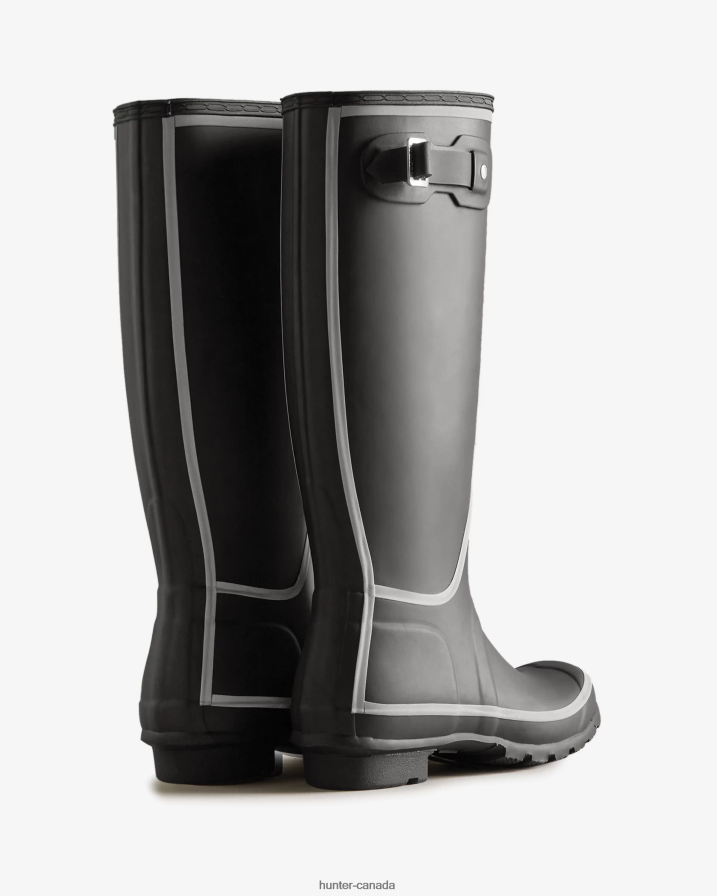 208Z2Z203 Hunter Boots Sale - Hunter Women Reflective Outline Tall Rain Boots Black