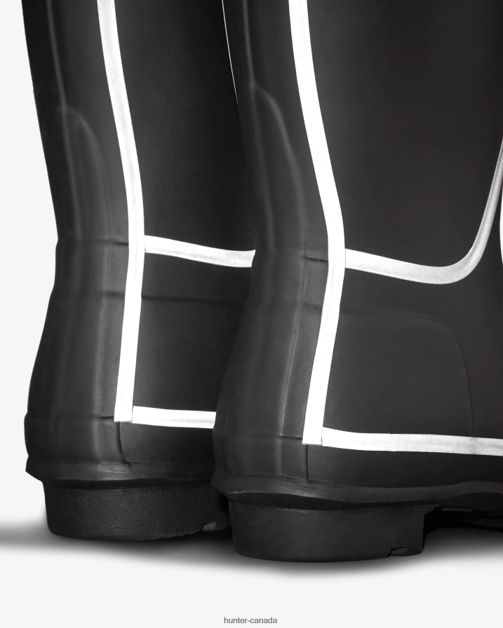 208Z2Z203 Hunter Boots Sale - Hunter Women Reflective Outline Tall Rain Boots Black