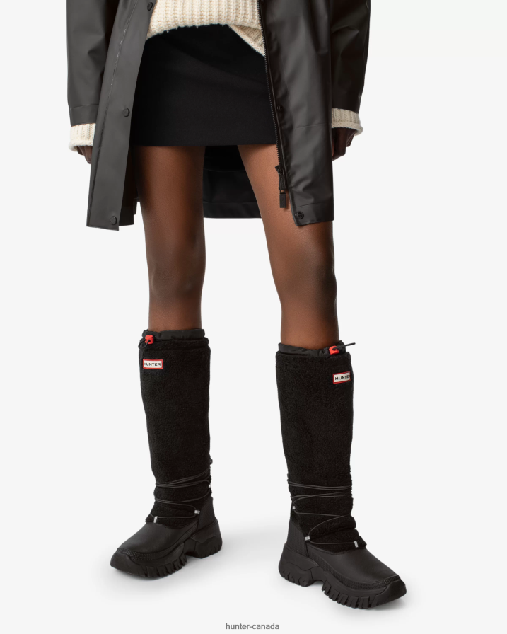 208Z2Z208 Hunter Outlet - Hunter Women Wanderer Vegan Shearling Insulated Tall Snow Boots Black