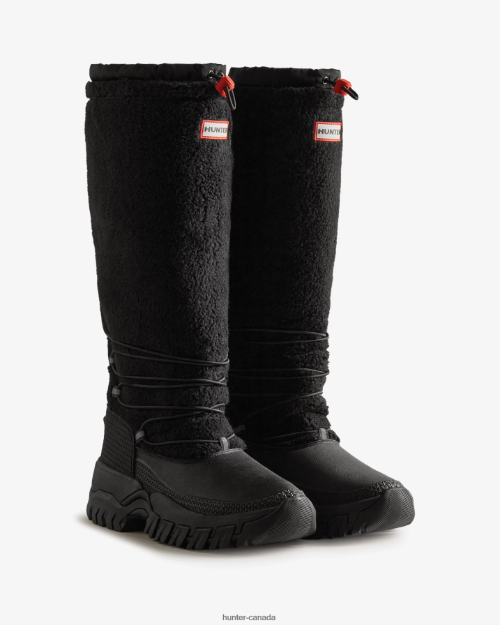 208Z2Z208 Hunter Outlet - Hunter Women Wanderer Vegan Shearling Insulated Tall Snow Boots Black