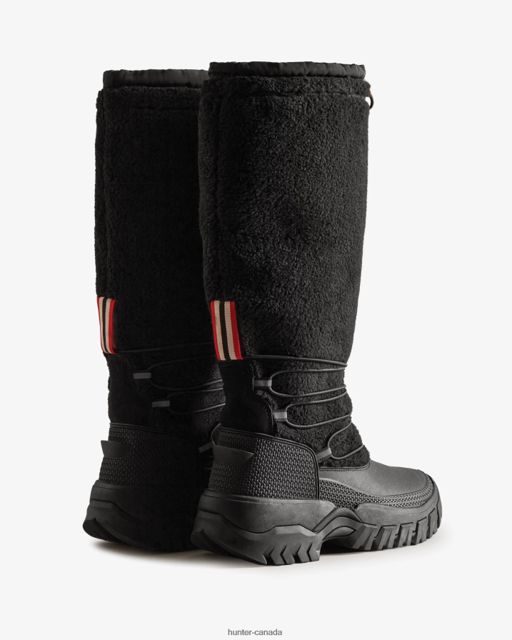 208Z2Z208 Hunter Outlet - Hunter Women Wanderer Vegan Shearling Insulated Tall Snow Boots Black