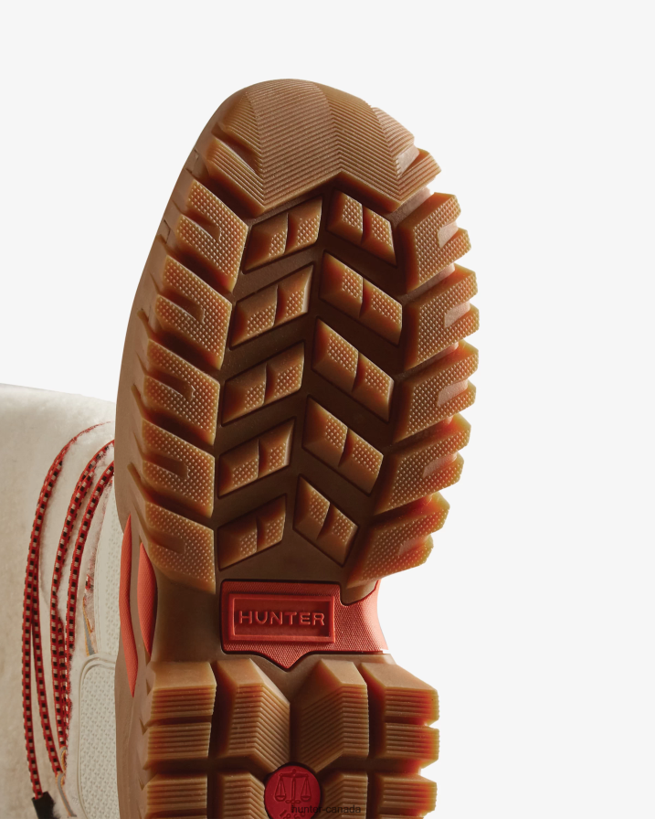 208Z2Z209 Hunter Boots - Hunter Women Wanderer Vegan Shearling Insulated Tall Snow Boots White Willow/Gum