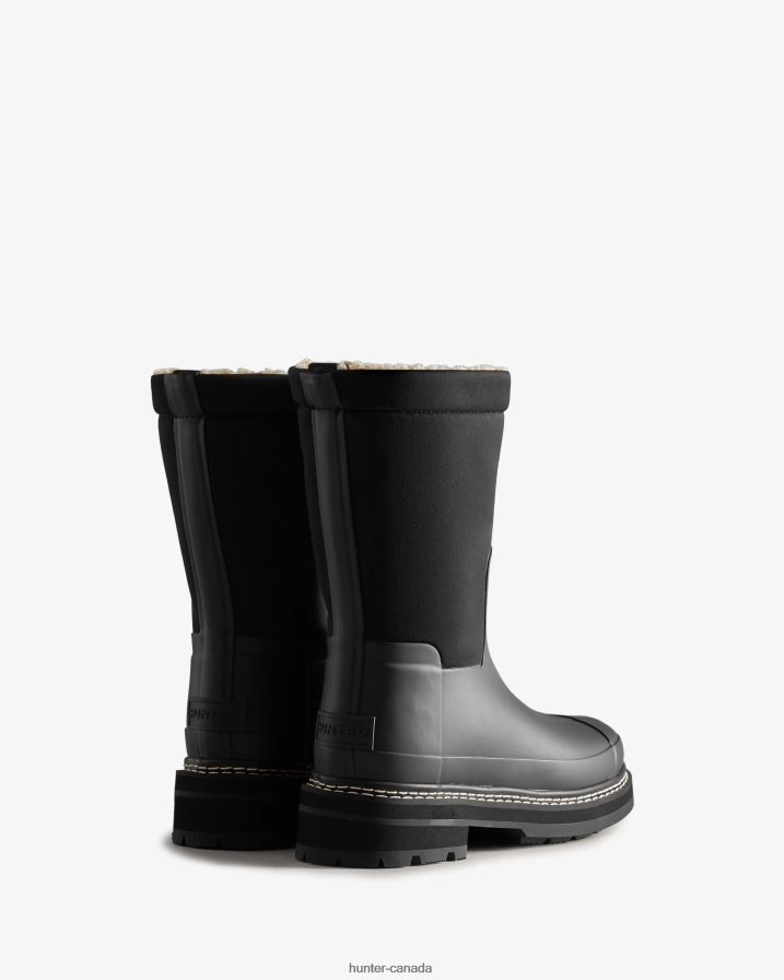 208Z2Z211 Hunter Boots Sale - Hunter Women Refined Stitch Roll Top Vegan Shearling Boots Black