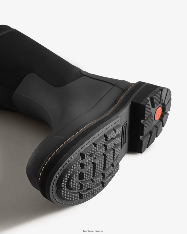 208Z2Z211 Hunter Boots Sale - Hunter Women Refined Stitch Roll Top Vegan Shearling Boots Black