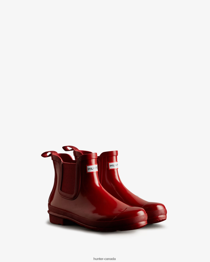 208Z2Z215 Hunter Boots Sale - Hunter Women Original Gloss Chelsea Boots Military Red