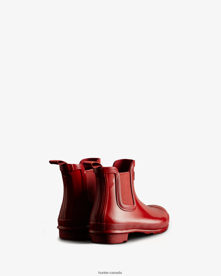 208Z2Z215 Hunter Boots Sale - Hunter Women Original Gloss Chelsea Boots Military Red
