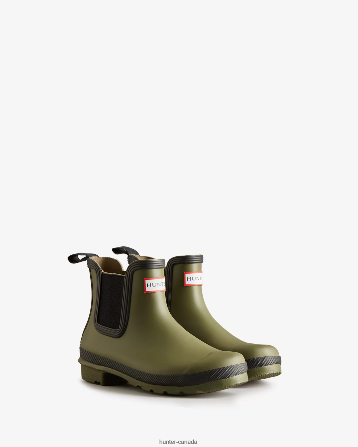 208Z2Z217 Hunter Boots - Hunter Women Original Chelsea Boots Olive/Black
